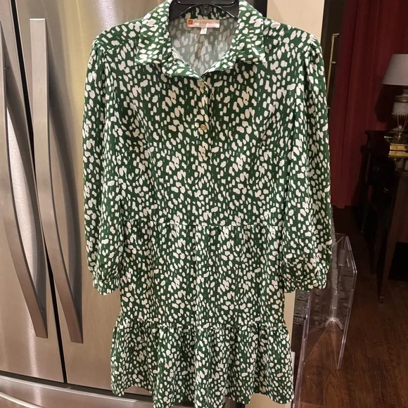 EUC Jude Connally Henley Dress in Green Leopard Print - Picture 2 of 5
